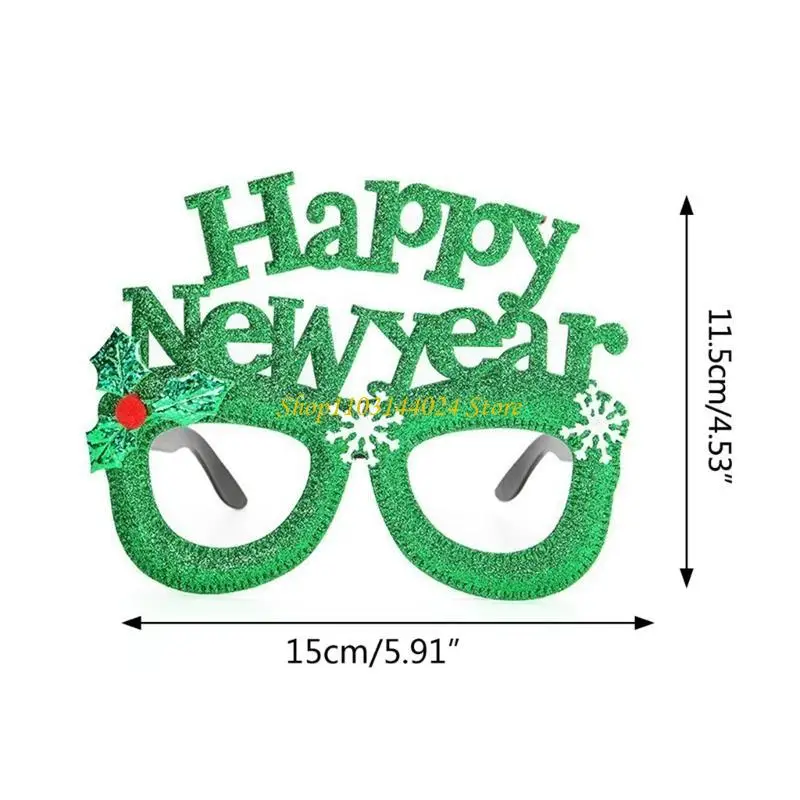 N5KE Świąteczne dekoracje szczęśliwe okulary noworoczne okulary szklanki dorosłych dzieci prezenty świąteczne