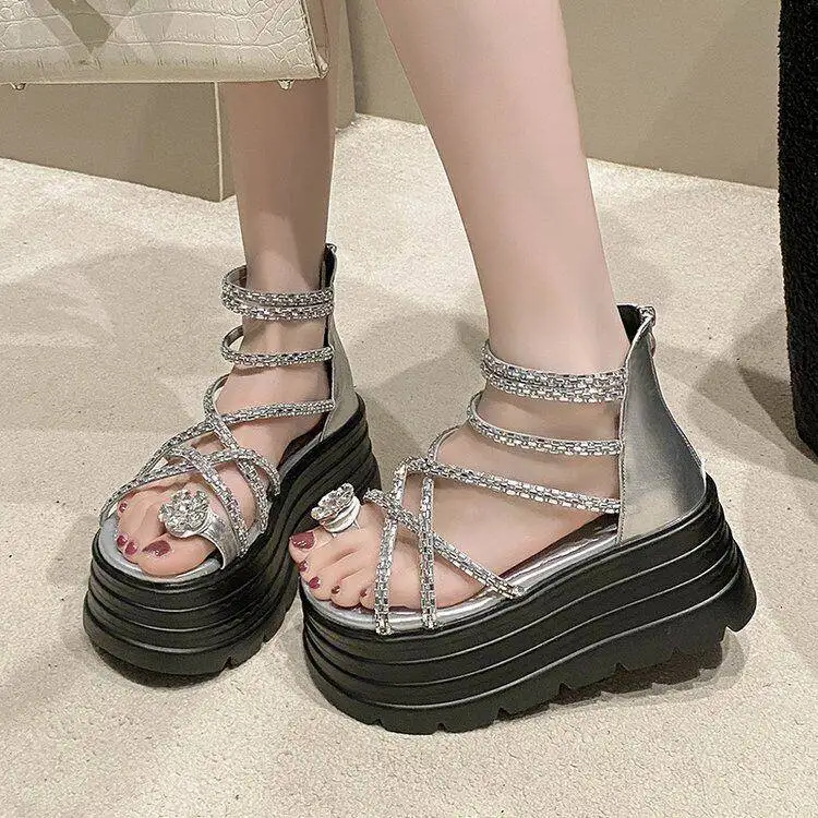 

Stunning Roman Style Thick Heel Sandals for Women Beautiful Summer Casual Shoes Low Cut Breathable PU Leather Fashionable