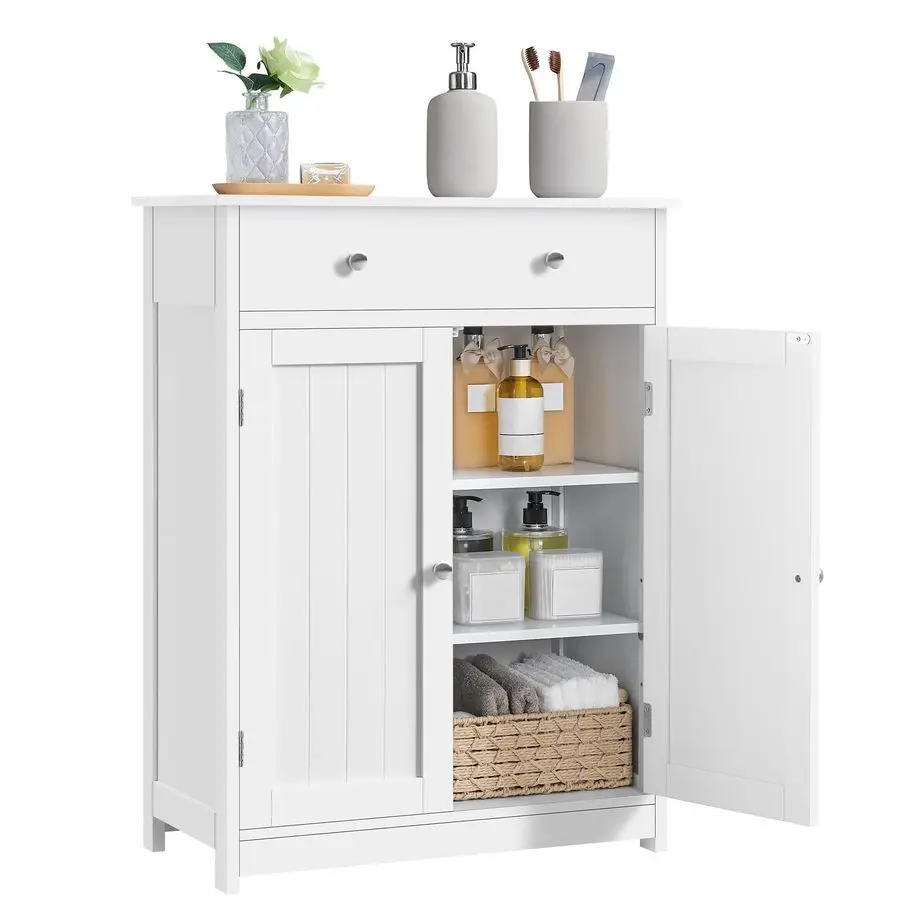 

Free Standing Bathroom Cabinet with 1 Drawer 2 Doors and Adjustable Shelf, Wooden Entryway Storage Cabinet, 11.8D x 23.6W x 31.