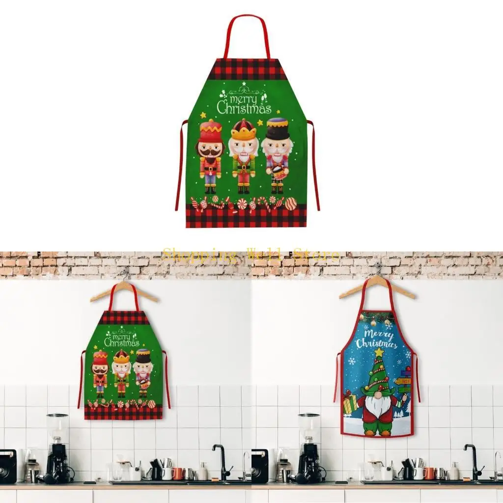 KX4B Christmas Apron for Home Kitchen Show Your Holiday Spirit while Keeping Outfit Spotless Cooking Aprons