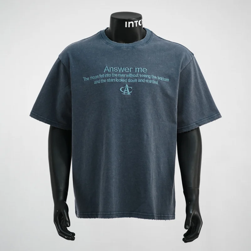 

Retro vintage short sleeved T-shirt with men's embroidery print, street fashion trend, casual loose top, summer 2025 new item