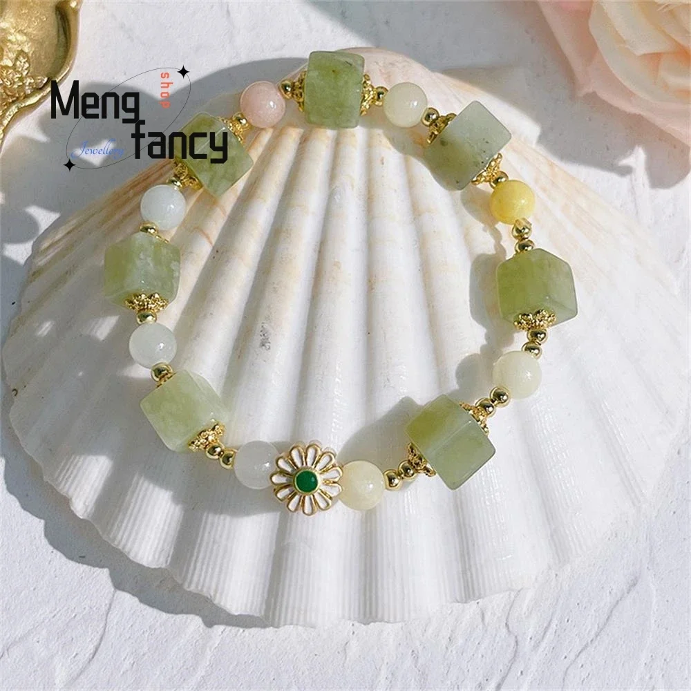 

New sugar bracelet niche design original small Daisy bracelet small fresh candy color natural stone bracelet female summer