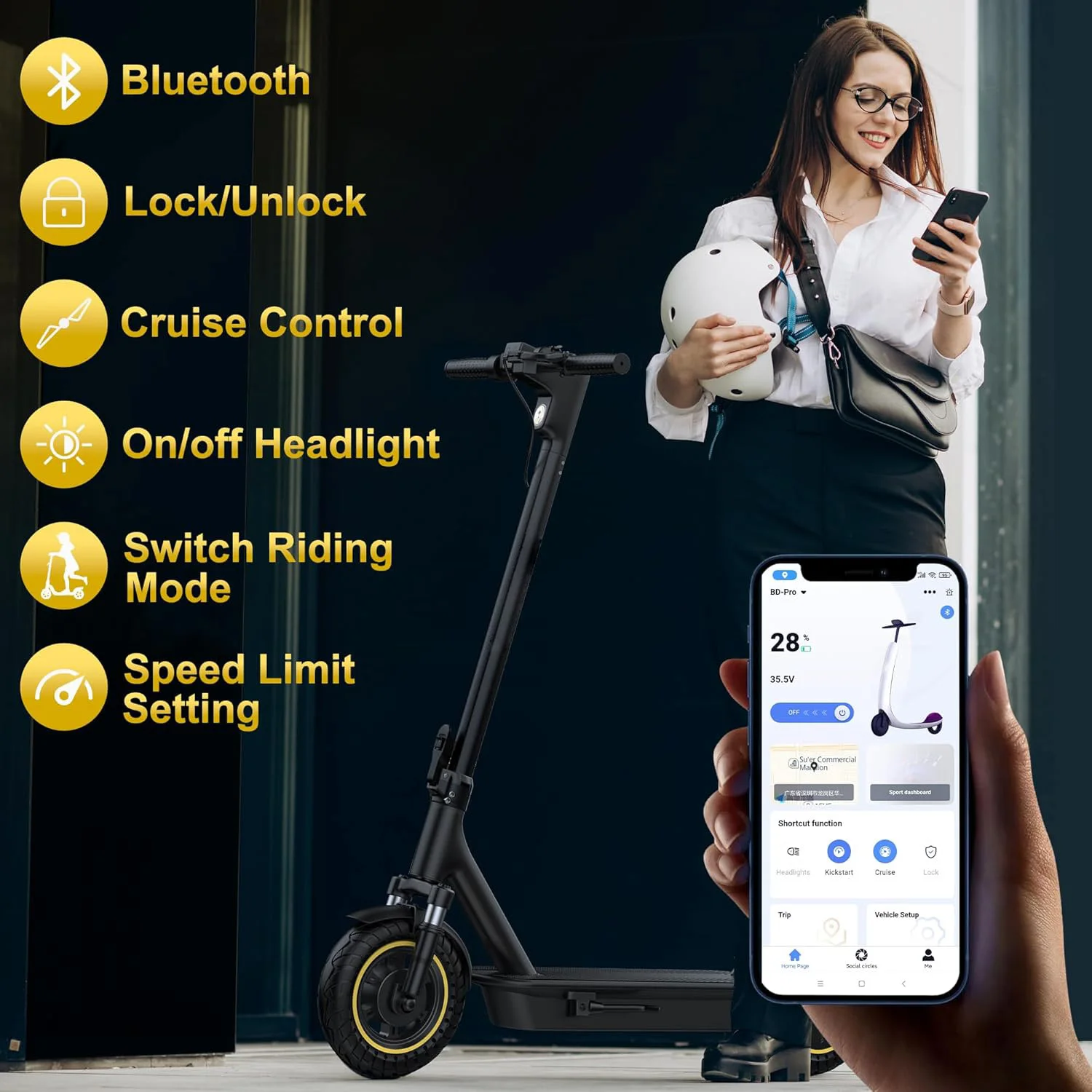 2026 NEW 10inch Electric Scooter 500W Motor 42V 14.5AH Battery Up to 22MPH Max Speed & 28 Miles Max Range Dual Suspension Folding E-Scooter - view 3