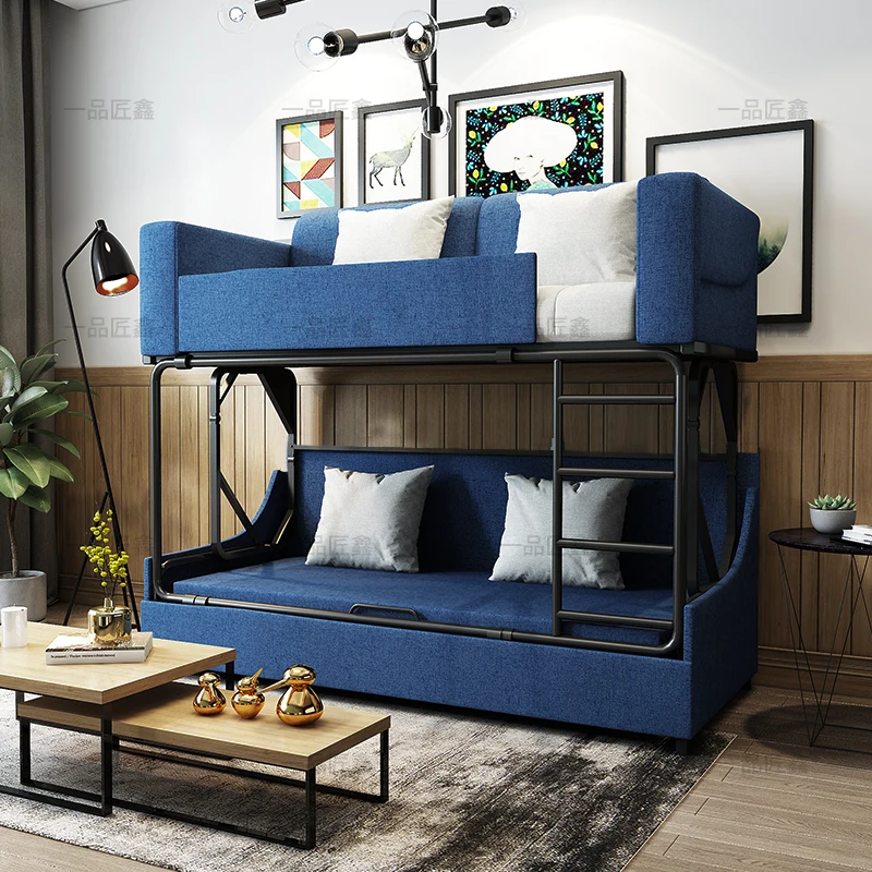 Internet celebrity small apartment foldable sofa bed 2 meters 2 multi-functional dual-purpose bunk bed fabric double-layer host