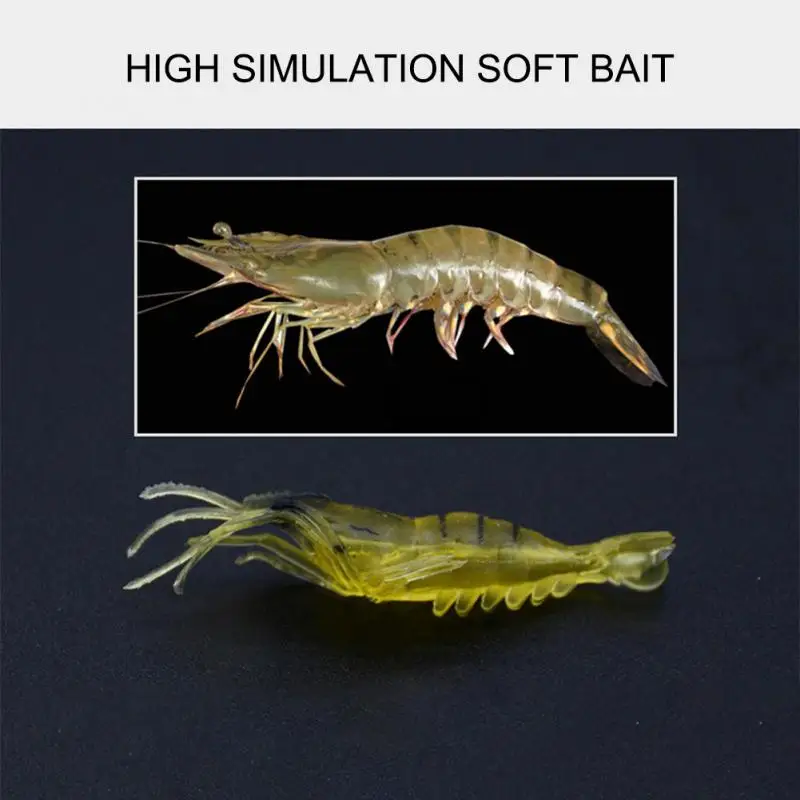 4cm Luminous Fake Shrimp Soft Silicone Artificial Bait with Hook for fishing Sabiki Rig Fishing Tackle Sea Fishing Accessories