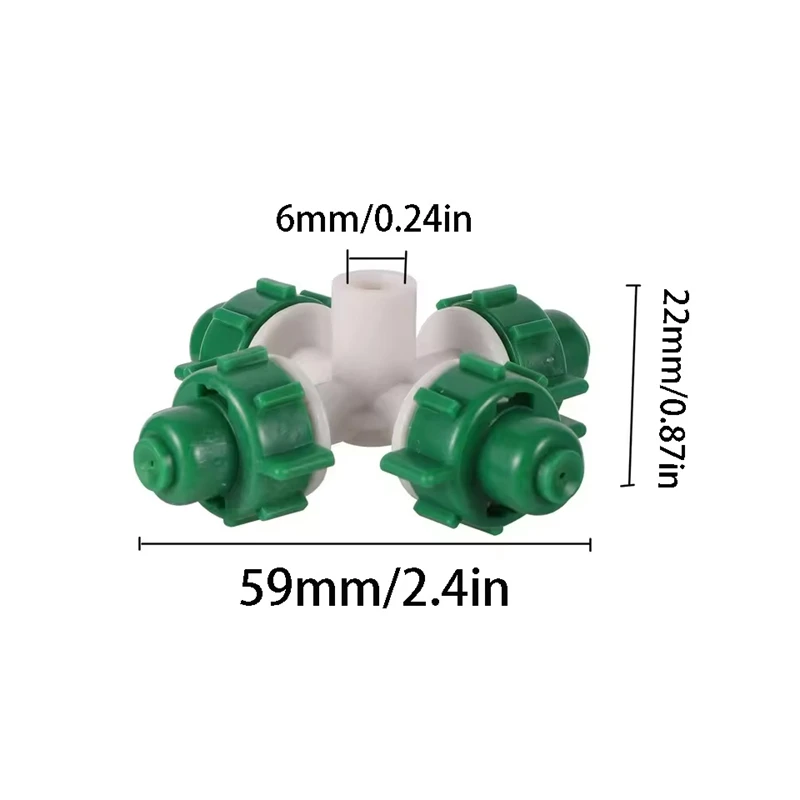 Cross Misting Sprinkler 6 mm Interface Greenhouse Watering Sprinkler Irrigation Gardening Tools and Equipment Atomizer