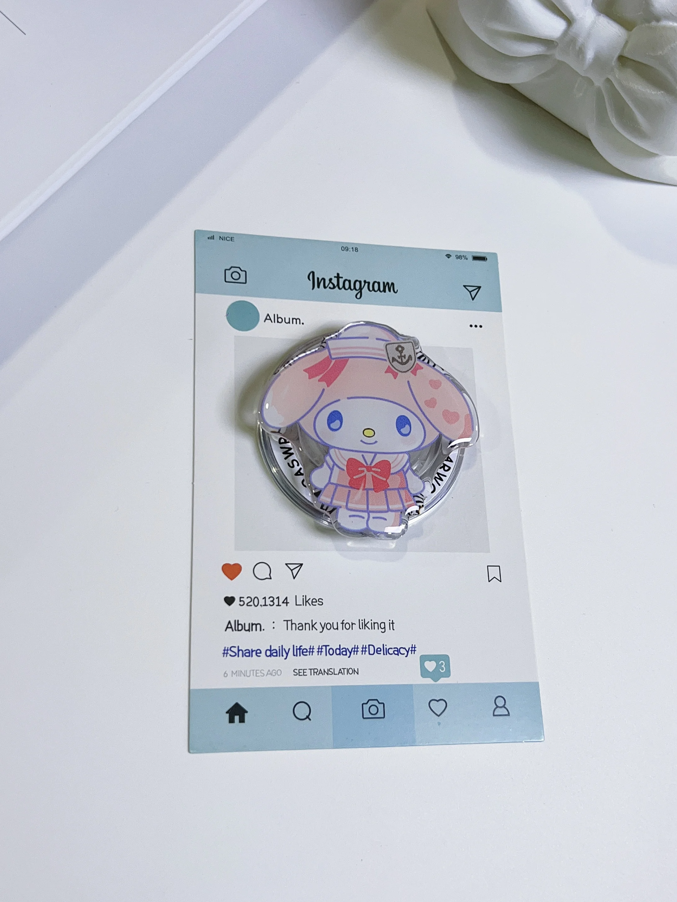 Cute Sanrio Hello Kitty For Magsafe Magnetic Phone Griptok Grip Tok Stand For iPhone Samsung Foldable Wireless Charge Holder view 5