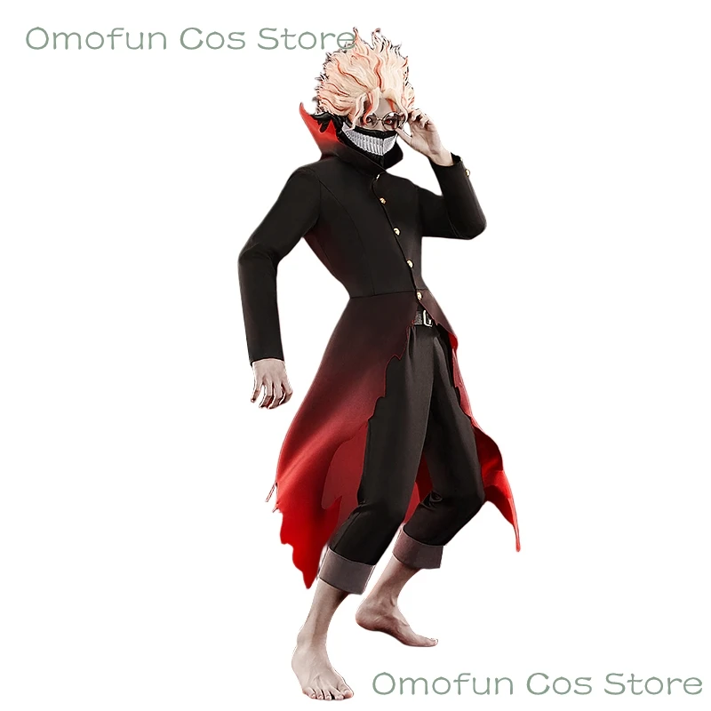 Ken Takakura Ken Okarun Dandadan Cosplay Costume Turbo Granny Mode High Necked Trench Coat Red Outfit Halloween Party Black Suit