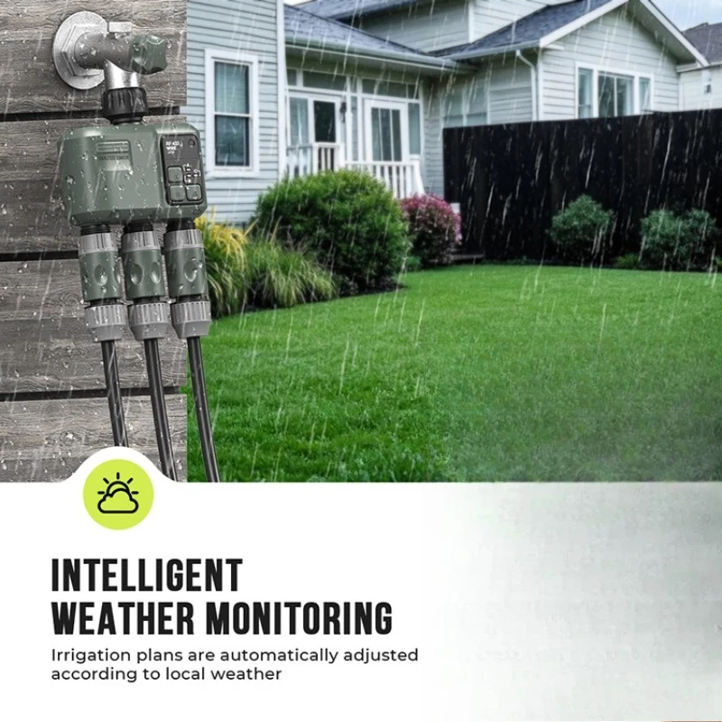 Three-outlet intelligent radio frequency wireless water timer outdoor irrigation system HCT-638-HCG-003