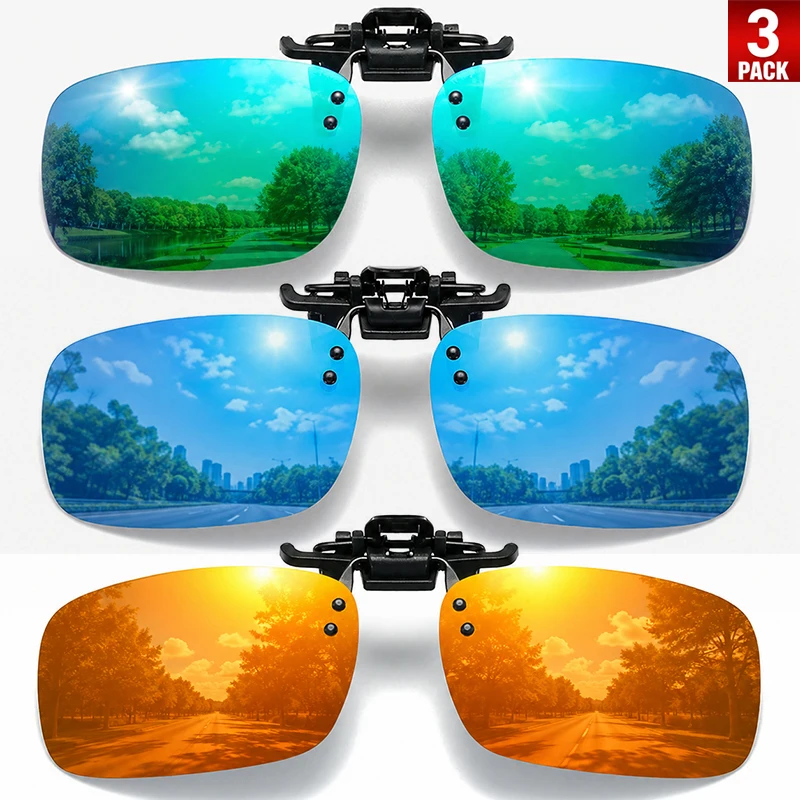 1/3 Stück polarisierte Clip-On-Sonnenbrillen für Männer und Frauen, hochklappbare Überbrillen für Sport, Angeln, Fahren, Wandern, Radfahren, UV400 – Detail 7