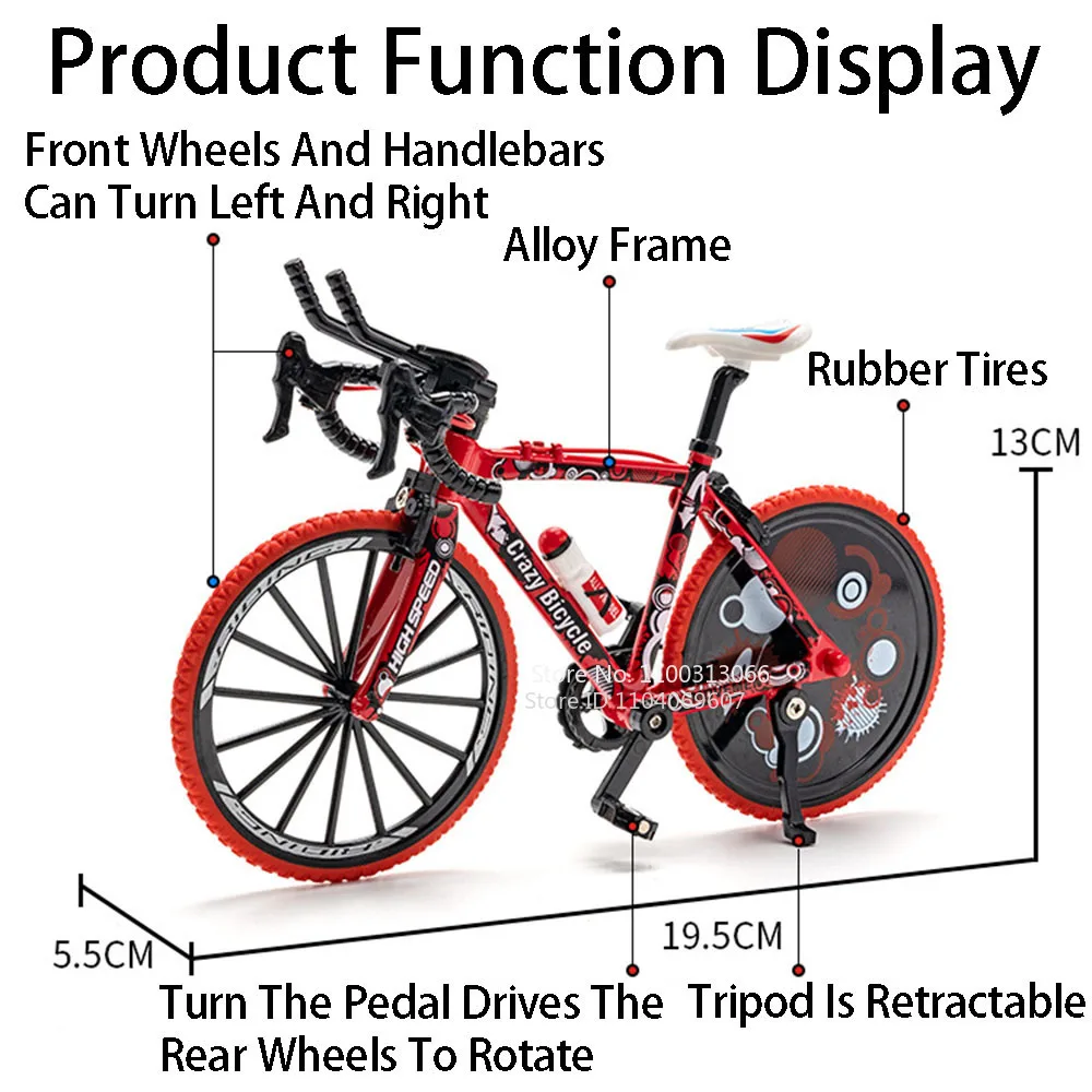 Bicicletas a escala 1:8, modelos de juguetes, coches, asiento absorbente de golpes, rueda, rotación, bicicleta de montaña, vehículos en miniatura para niños, regalos de cumpleaños