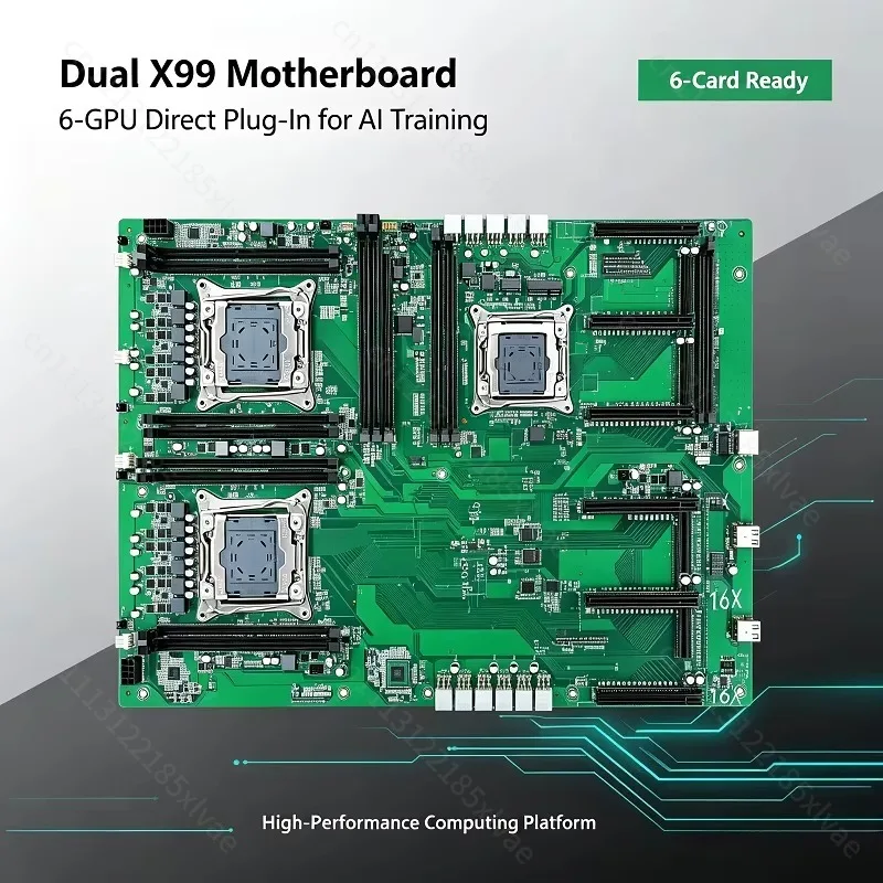 X99 Dual Channel Mainboard with 6 GPU Direct Insert, Supercomputing Motherboard for AI Training Workstation