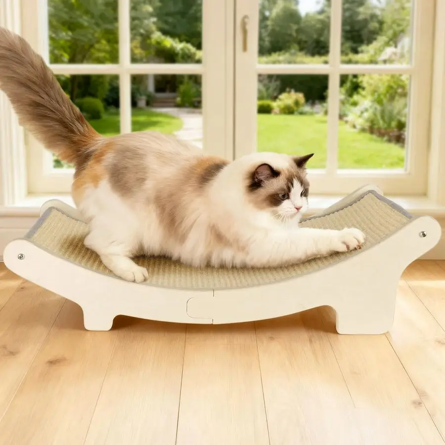 

Сизалевая когтеточка для кошек, домашний натуральный гамак для кошек для когтеточек и отдыха, прочная деревянная кровать для кошек, идеально подходит для большого маленького кота