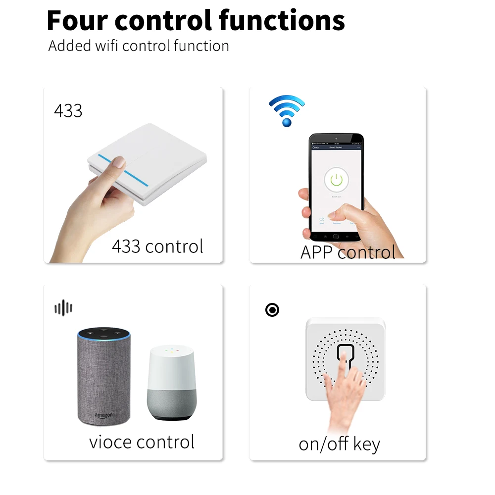 16A Tuya WiFi Smart Switch with RF 433MHz Remote Control Home Automation Compatible with Smart Life App And Alexa Voice Control