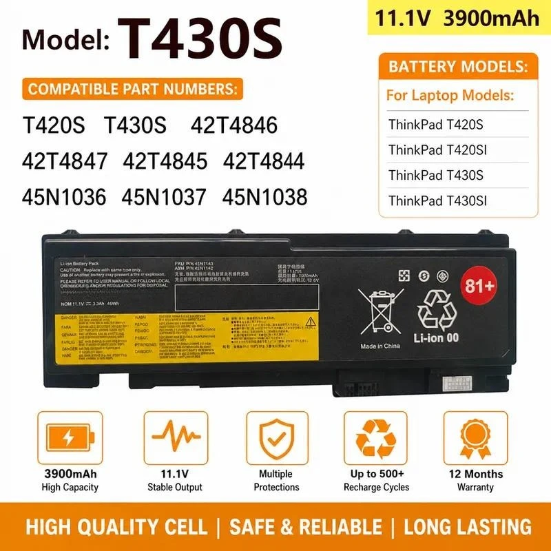 Applicable For Lenovo T420 T420S T430S 42T4846 45N1038 45N1039 laptop battery