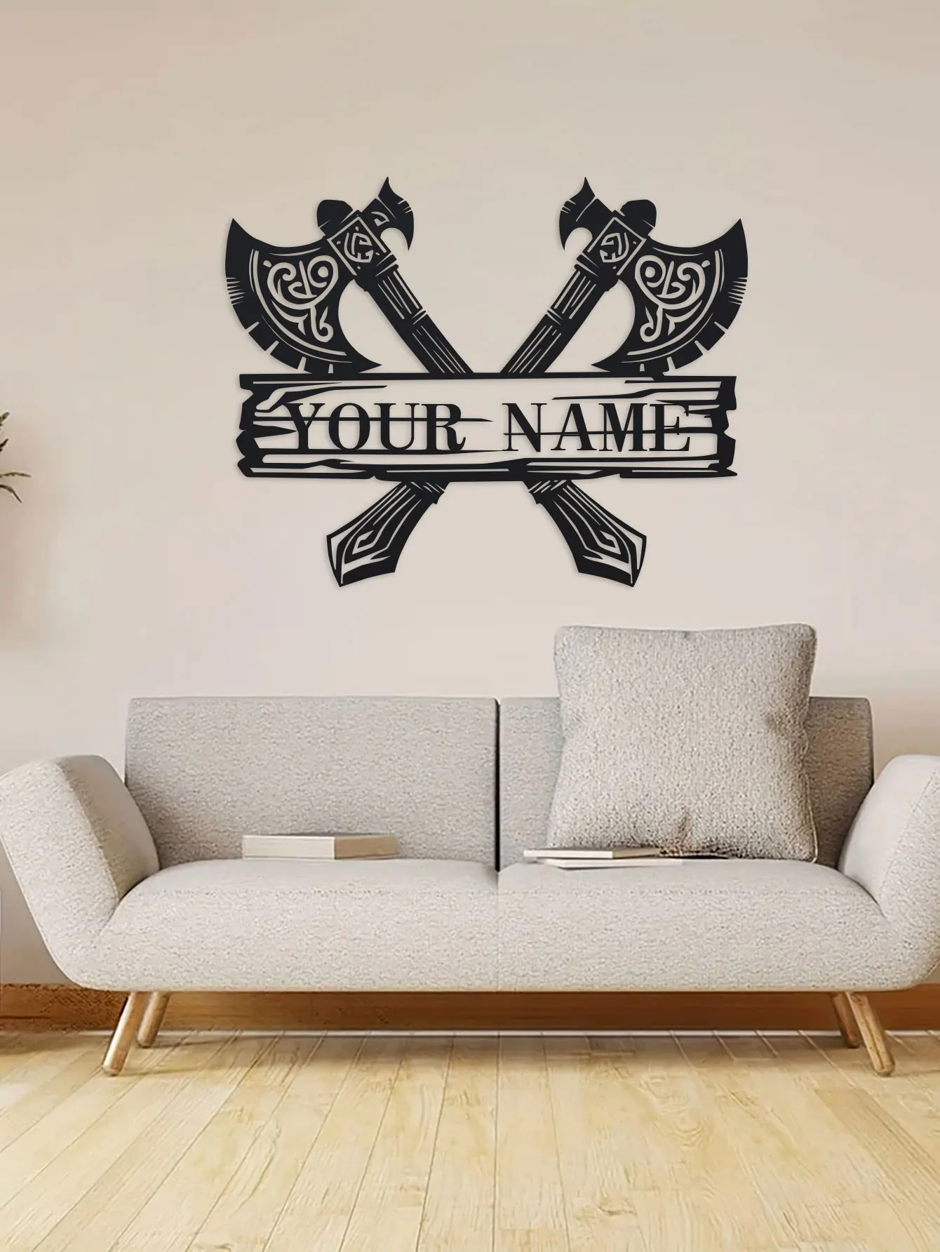 1개 맞춤형 바이킹 이름 명판 - 이름을 추가할 수 있는 맞춤형 바이킹 전사 장식, 견고한 철제 바이킹 시대 장식품