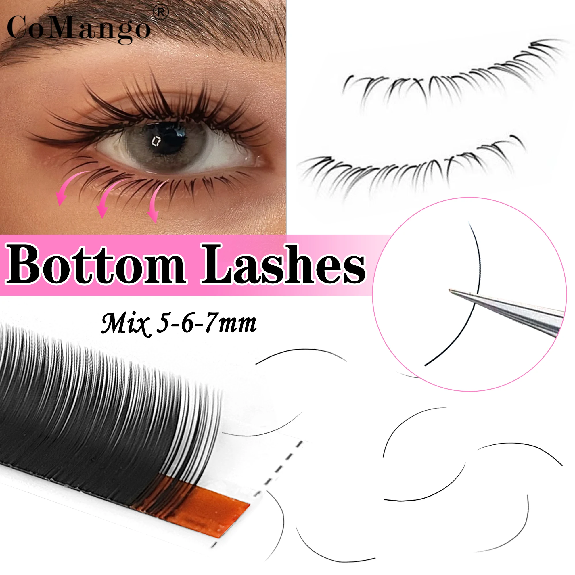 

Bottom Lash Under Eyelashes Matte Black 0.07 J/B/C Curl 5mm 6mm 7mm Mix Eyelash Extension Short Size Individual Lash Makeup