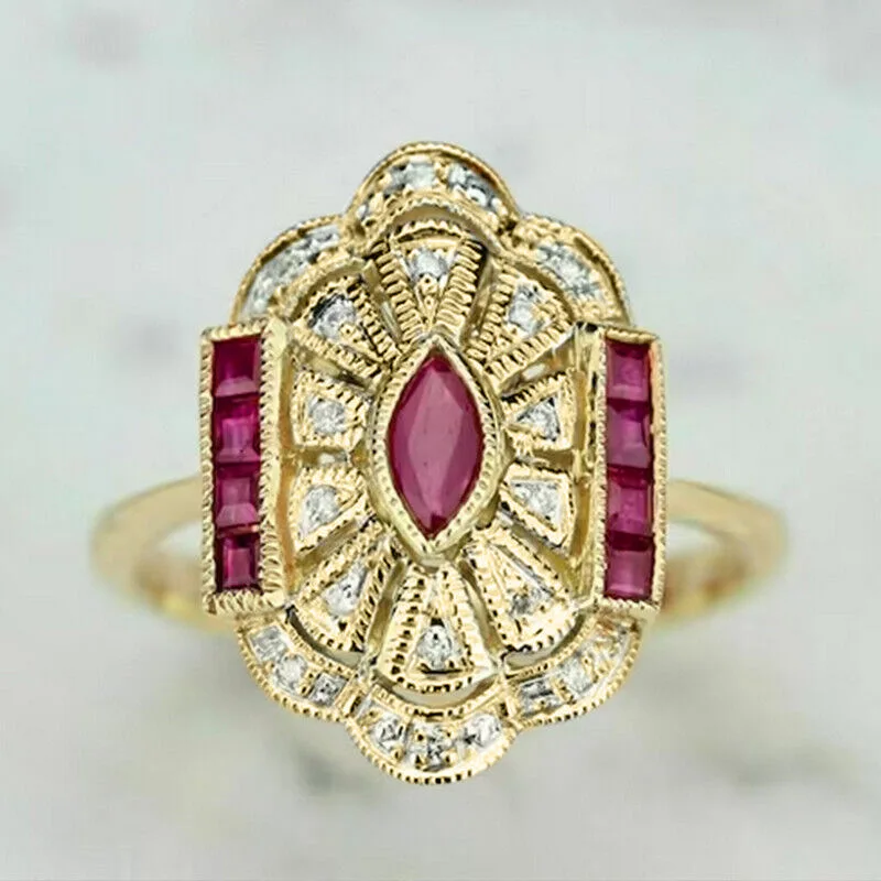2026 New European and American Horse Eye Palace Style Ring Women's Light Luxury British Retro Banquet Evening Dress Matching
