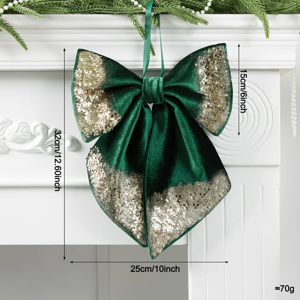 2PCS Large For Velvet Bow Christmas Tree Ornament Festive Holiday Decoration For Window Display Party Home Decor Hanging