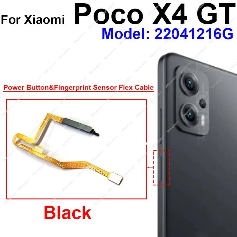 Power Fingerprint Sensor For Xiaomi POCO X4 GT X4Pro 5G On OFF Button Menu Return Key Fingerprint Flex Ribbon Parts