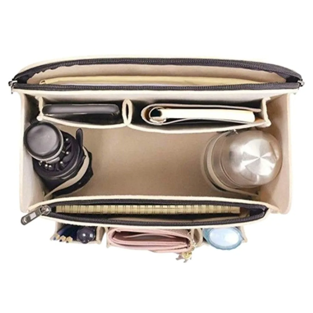 Vilten rugzak-organizer inzetstuk Multi-pocket Multi-layer inzetstuk Cosmetische tas Grote capaciteit Effen kleur Rugzak-inzetstuk Buiten