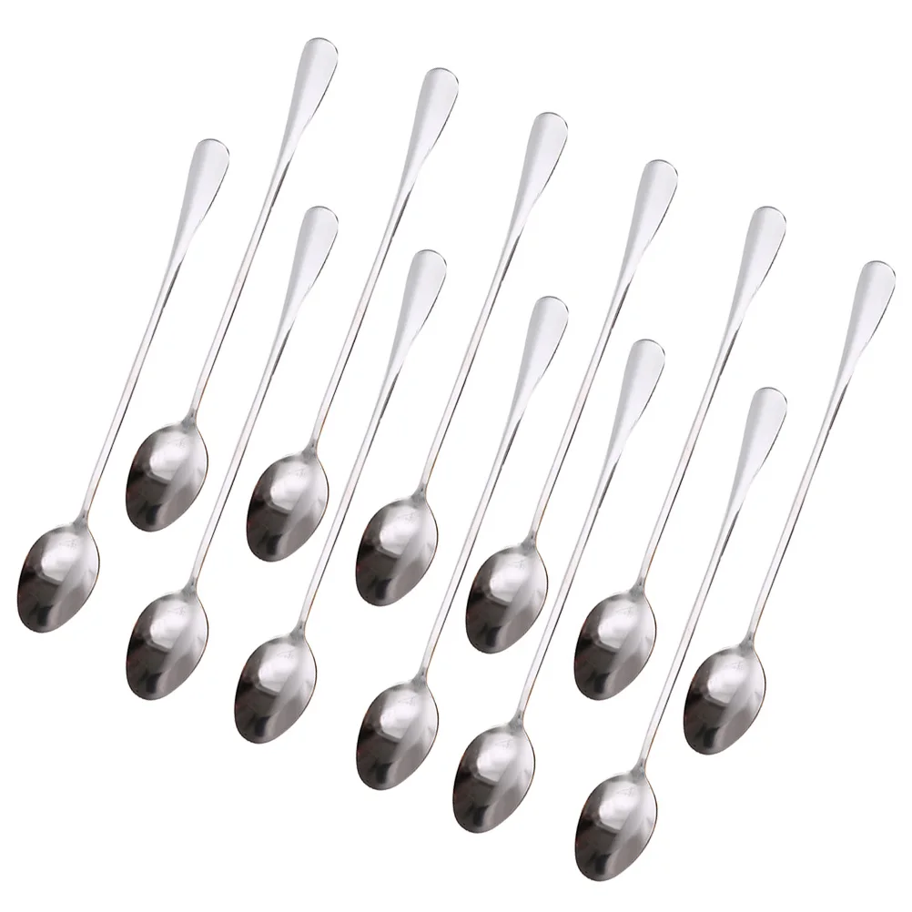 

12pcs Coffee Stirring Spoon Long Handle Stainless Steel Mixing Spoon For Iced Tea Cocktail Ice Cream Dessert Kitchen