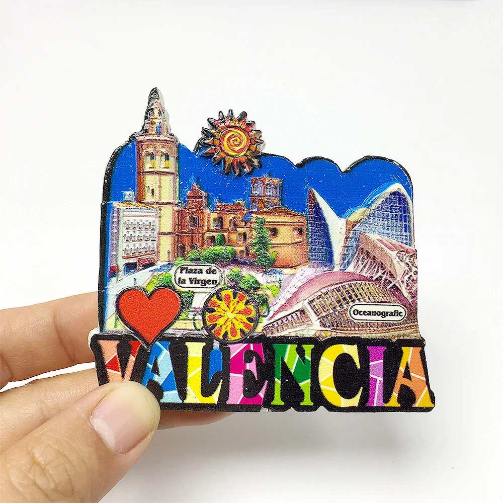 

Resin Valencia fridge magnets - Spanish-style scenic magnet decorations - perfect tourist souvenirs