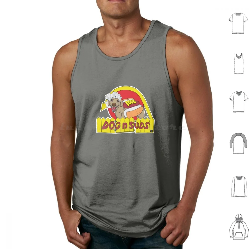 Dog N Suds Dachshund Tank Tops Vest Sleeveless Dachshund Wiener Beer Dog N Suds Americana Drive In Fast Food Hot Dog