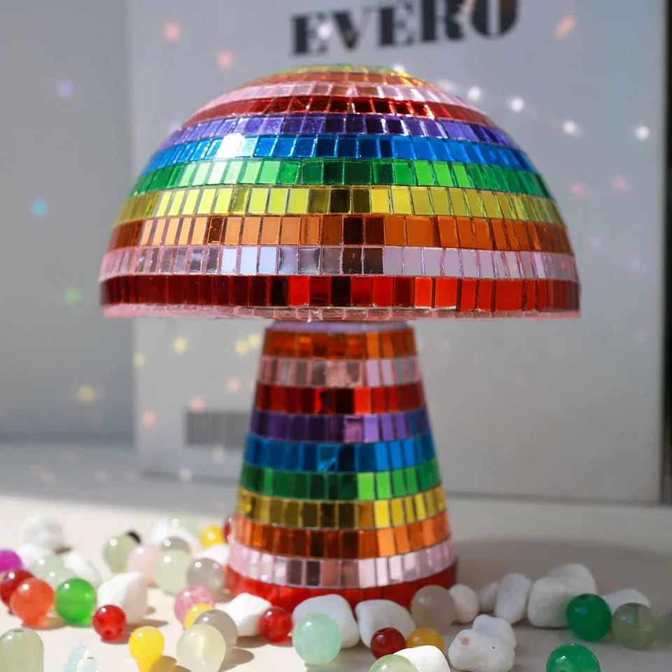 Disco Mushroom Mirror Ball Tiles for Home Party Decor Mosaic Themed Bedroom Bar Mushroom Shaped Lighting Decorations