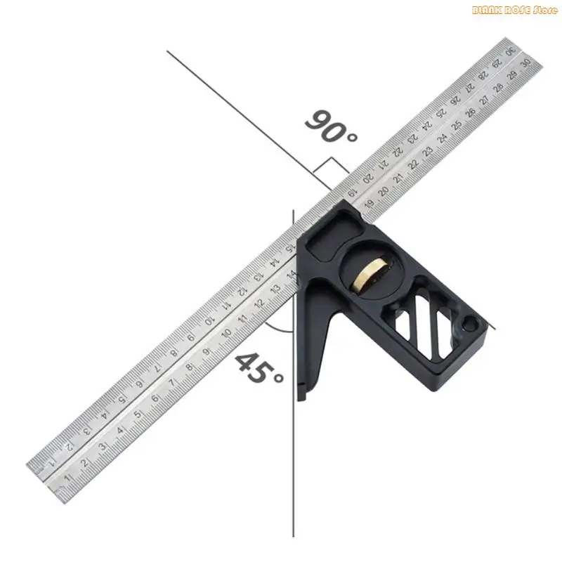 K1AE Square 300mm T Measurements Ruler for Measuring and Marking Woodworking Carpenters Aluminum Steel Ruler