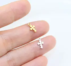 10pcs Stainless Steel Shiny Mini Cross Charms Pendant DIY Handcraft Waterproof Women's Fashion Jewelry Accessory