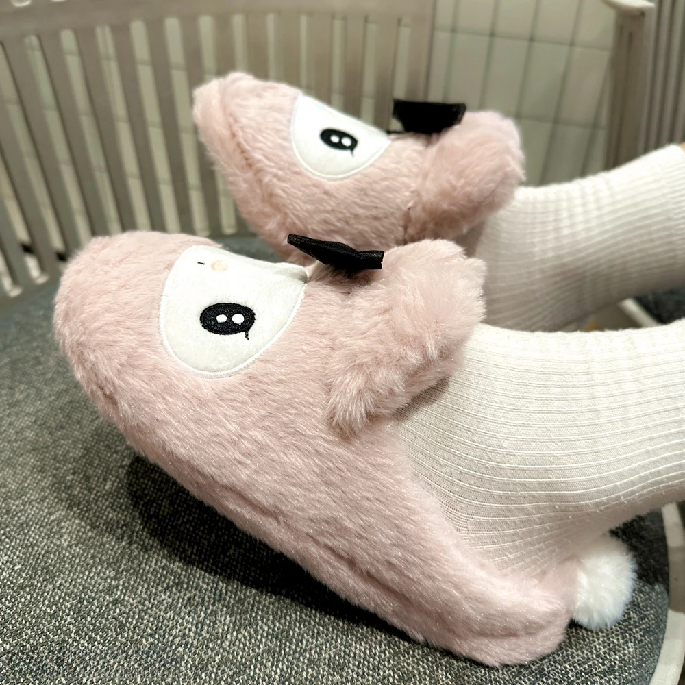 Lolita Slippers Kuromi My Melody Japanese Style Indoor Shoes Cartoon Anime Warm Slippers Autumn Winter Flat Non-slip