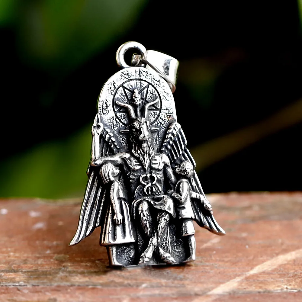 2023 New Creative Design Stainless Steel Lucifer with Anubis Charm Pendant Satan God Label Vintage Retro Jewelry Gift For Men