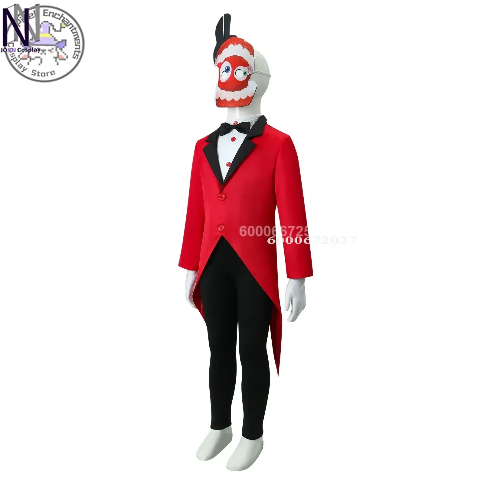 The Amazing Digital Circus Anime Caine Cosplay Cartoon Costume Red Suit + Mask Halloween Pomni Children Adult Role Play Outfit