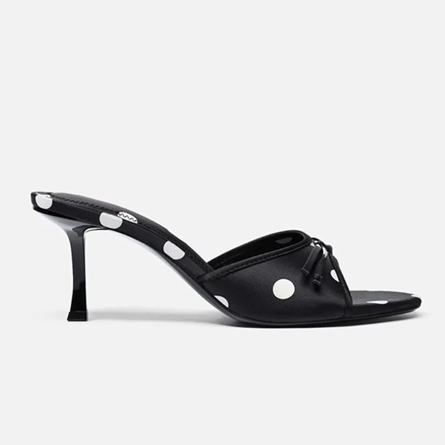 Black White Fashion Polka Dot Silk Work Shoes For Women Peep Toe Platform Pumps Autumn Super High Heels Dress Party Ladies Shoes