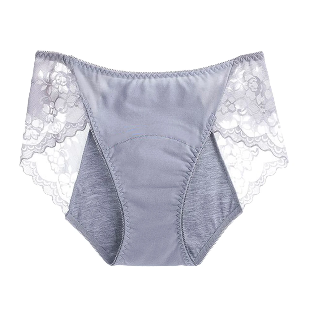 

1pc Anti-side Leakage Physiological Pants Women Period Briefs Gray L 95-115 Pounds Moisture-absorbing Breathable Reusable Women