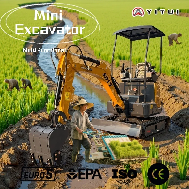 La fabbrica di mini escavatori in Cina supporta l'ampia gamma di utilizzo personalizzata Ce Epa Euro 5 Minigavatore da 1,2 tonnellate