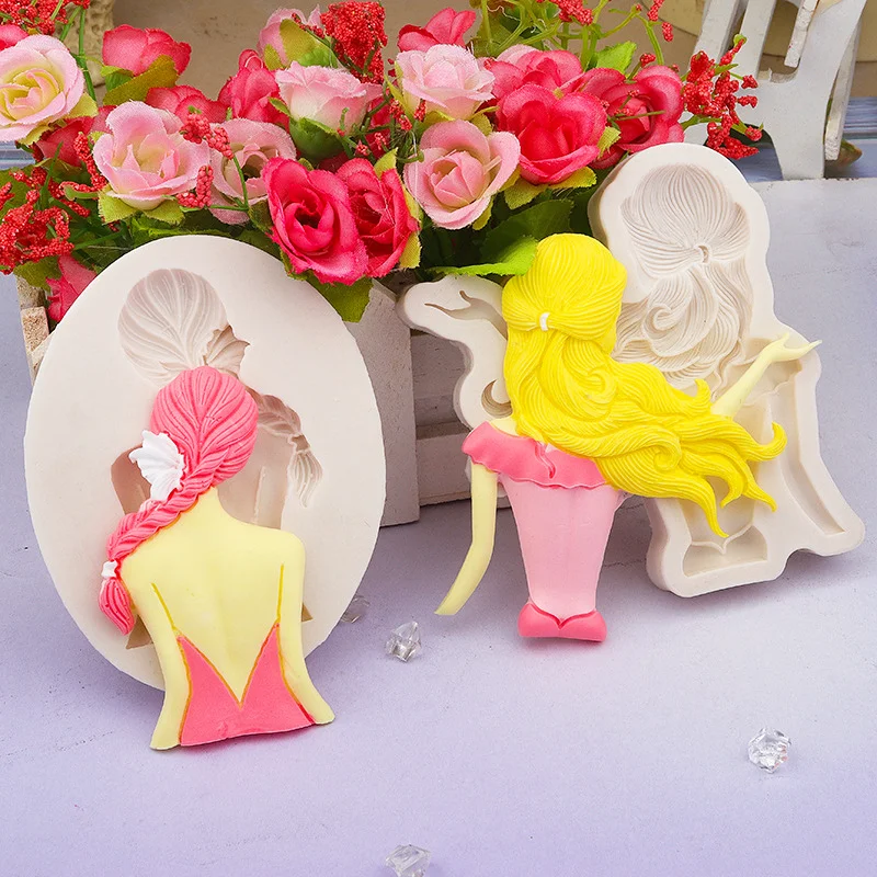 Silicone Mold Pretty Girl Back Shadow Kitchen Baking Tools For DIY Chocolate Cake Candy Fondant Decoration Moulds