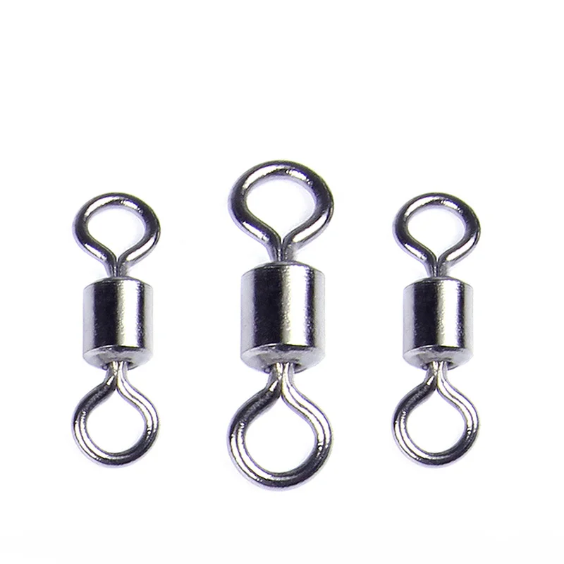 250PCS/Box Fishing Swivels Ball Bearing Swivel with Safety Snap Solid Rings Rolling Swivel for Carp Fishing Accessories