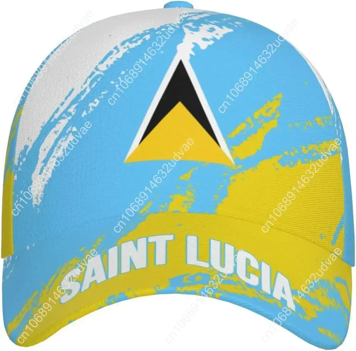 Saint Lucia Flag Grain Baseball Caps 3D Full Print Adult Unisex Hat Soccer Patriotic Cap Black