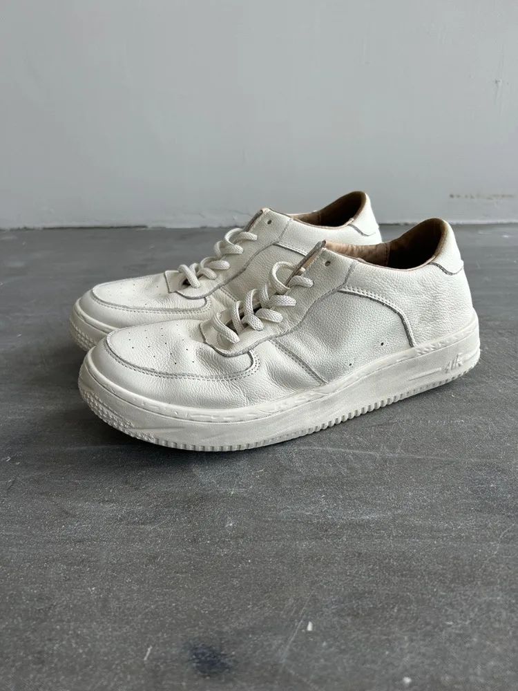 Thick-sole Genuine Leather White Shoes Men British Breathable Sneakers Casual Shoes Low-top Fashion Sports Skateboard Shoes