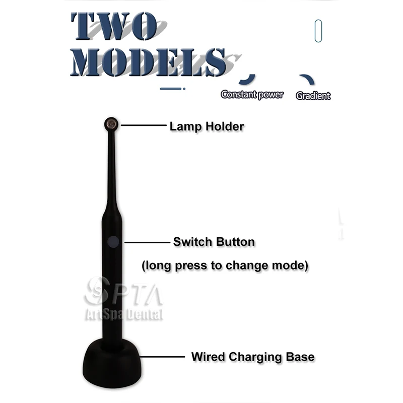 1 Sekunde zahn ärztliche große Glühbirne Härtung licht Batterie mit großer Kapazität 2 Arbeits modi ultra lange Wellenlänge 180 ° Drehung des Kopfes