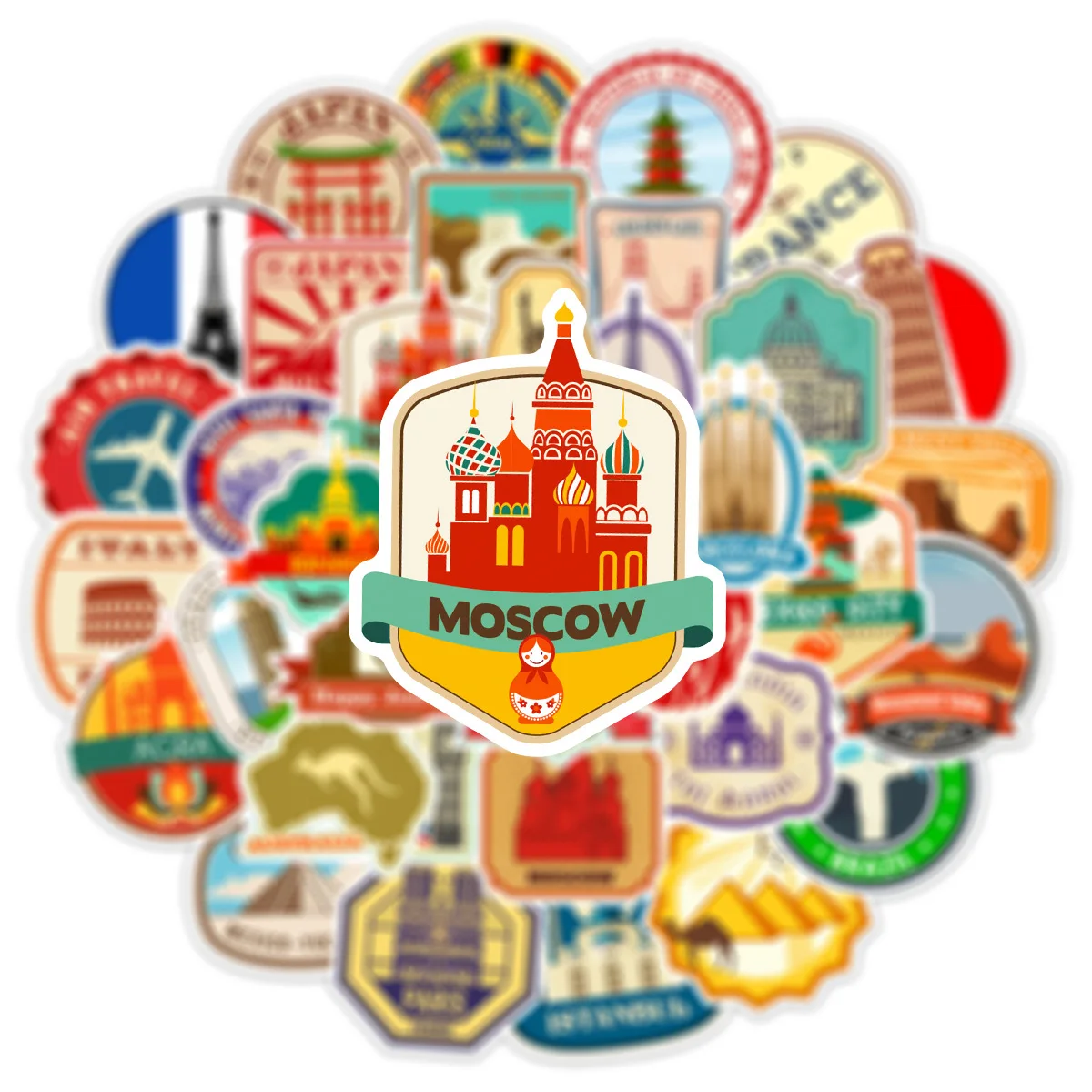 10/30/50PCS World Famous Building Stickers Travel City Landscape Decals DIY Travel Luggage Phone Laptop Guitar Toy Sticker