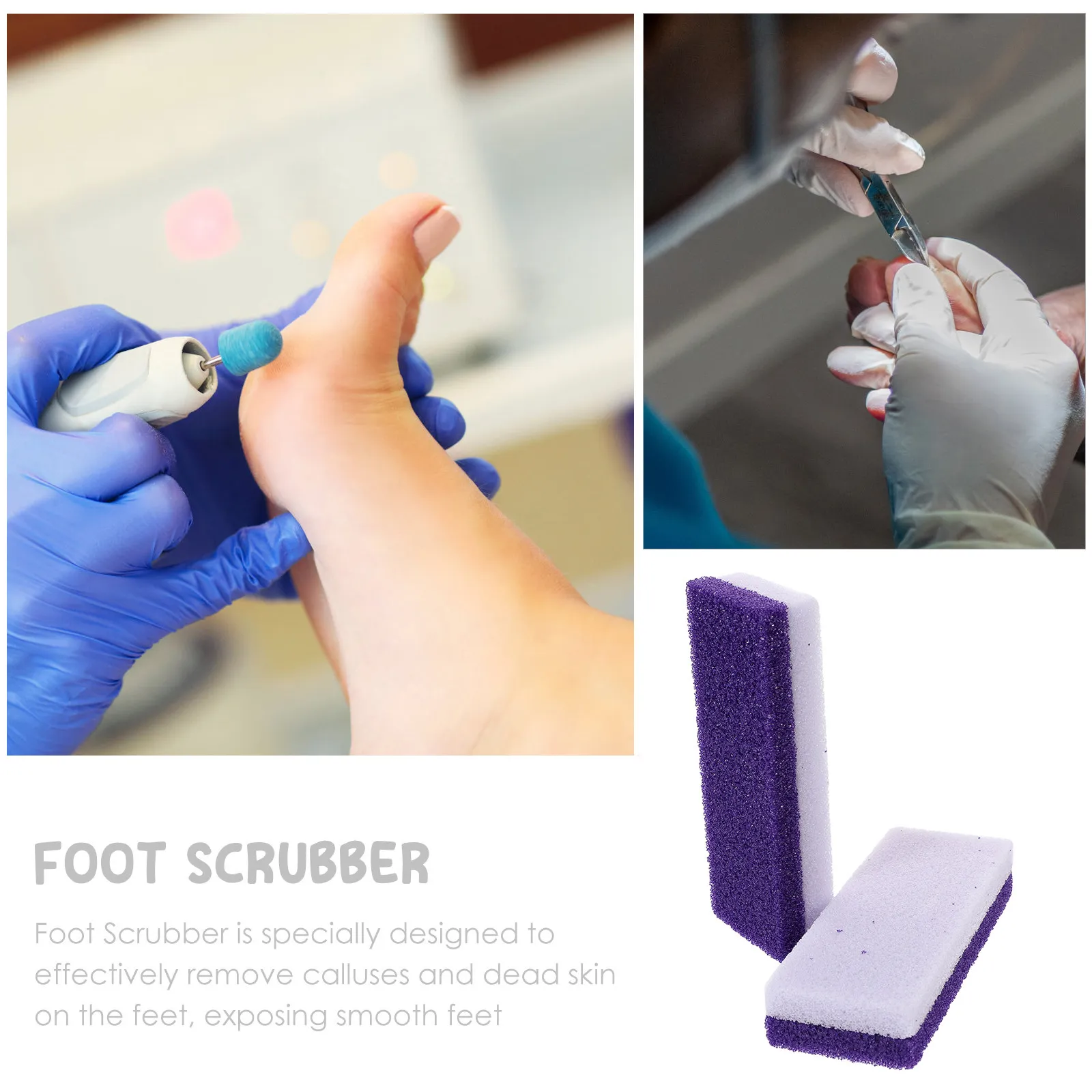 2Pcs Foot Callus Scrubber Pumice Stone Dead Skin Remover Exfoliator Pedicure Tool Eco Friendly Portable Purple
