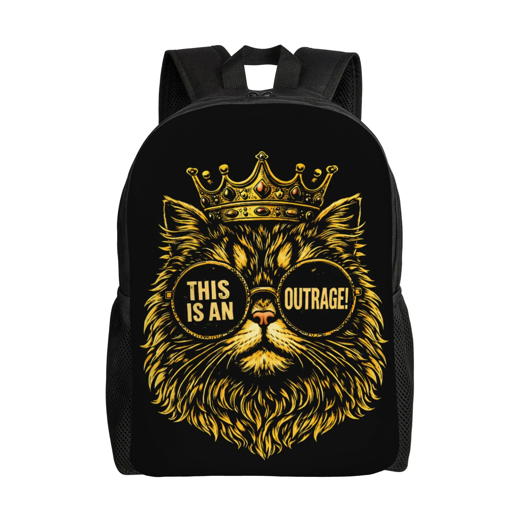 This is an Outrage Princess Cat Donut Gold Backpack  Teen Polyester Daily Backpacks Soft Kawaii School Bags Rucksack