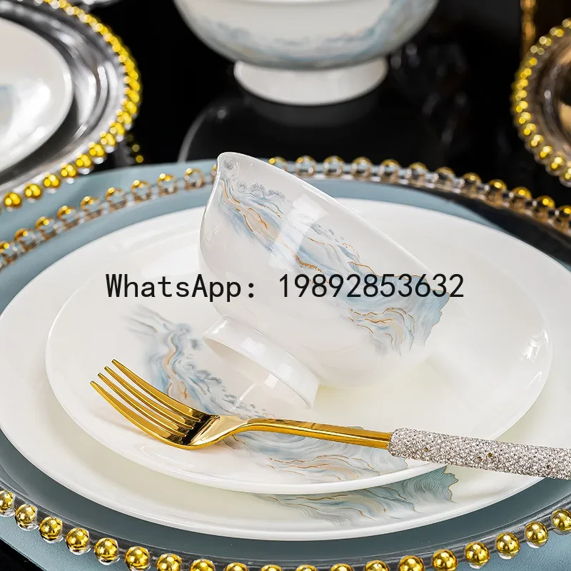 x-14 premium ceramic dinnerware set - high-end bowls and plates for home use, corporate events, and gifting