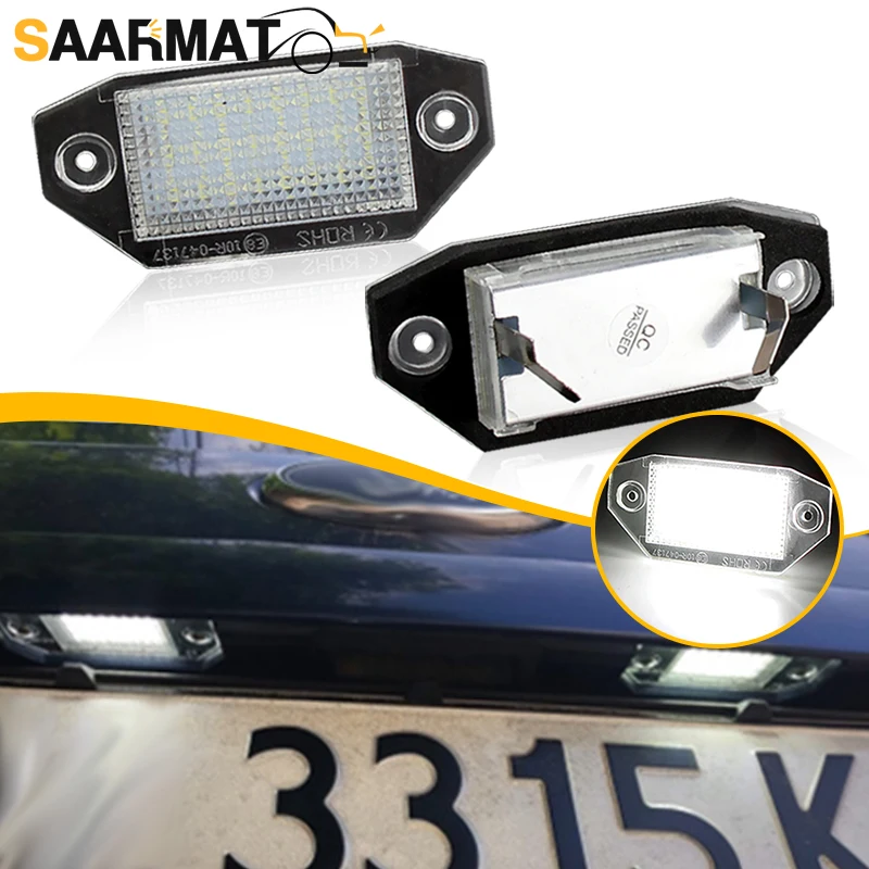 2PCS 12V CANbus no error White LED License Plate Light Number Plate Lamp 6000k For Mondeo MK3 2000-2007 4D 5D Plug&Play #1341810