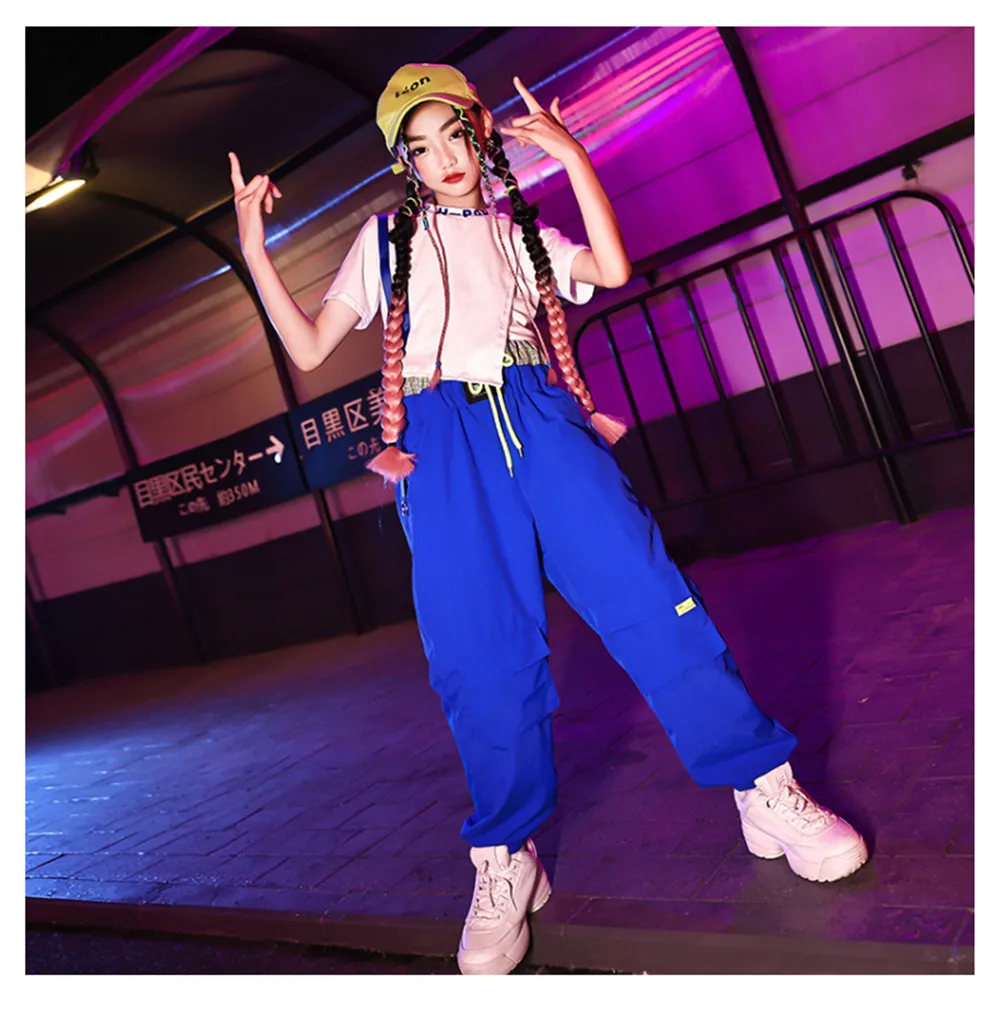 

Street Dance Practice Wear Sweatpants Girls Jazz Hip Hop Suit Hiphop Dancing Performance Stage Outfits Kids Streetwear