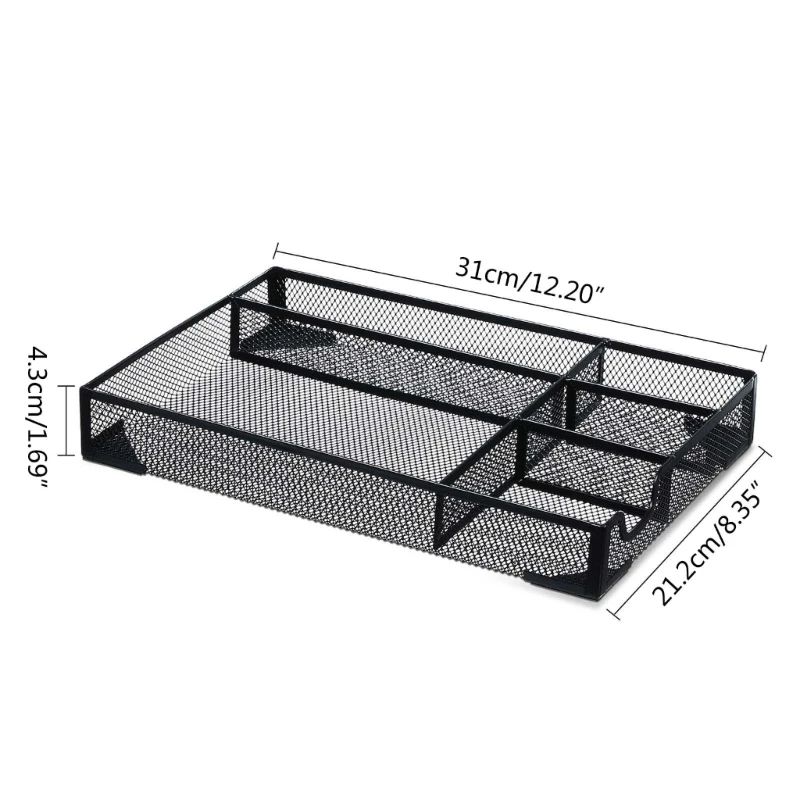 Mesh Desktop Organizer Box 5 Grid Meja Organizer Penyimpanan Meja Laci Organizer Drop Pengiriman