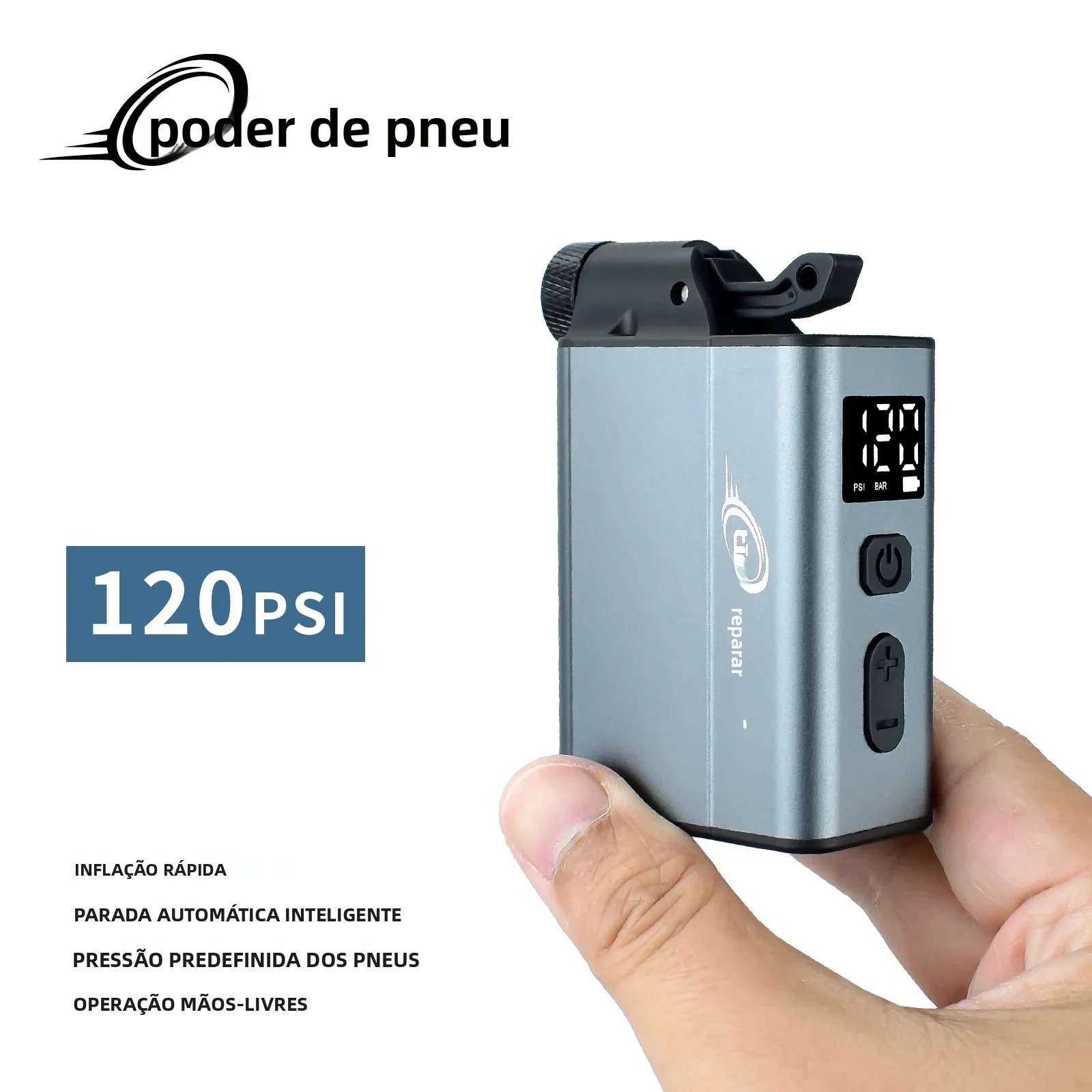 Bomba de Ar Elétrica Inteligente para Bicicleta Mini 120 Psi Portátil com Medido - imagem 1
